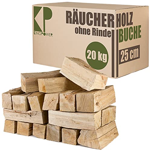 Buche Smoker Holz Räucherholz Brennholz 10-30 kg Buchenholz ohne Rinde 25 cm Kaminholz Smoke Feuerholz Kingpower Grillen Wood BBQ Rauch Raeuchern Smokewood, Menge :20 kg von Kingpower