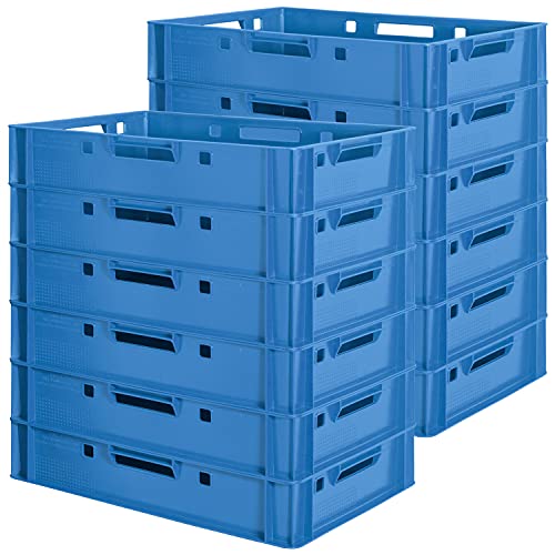 Fleischkiste E1 Fleischkiste Blau Fleischerkiste E1 Fleischkisten Kiste Fleischkiste Eurobox Lebensmittelecht 60 x 40 Metzgerkiste Auswahl Kingpower, Anzahl:12 von Kingpower
