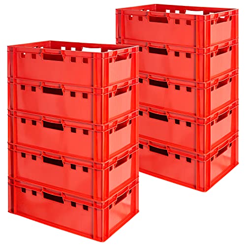 Fleischkiste E2 Fleischkiste Rot Fleischerkiste Fleischkisten Kiste Fleischkiste Eurobox Lebensmittelecht 60 x 40 Metzgerkiste Auswahl Kingpower, Anzahl:10 von Kingpower