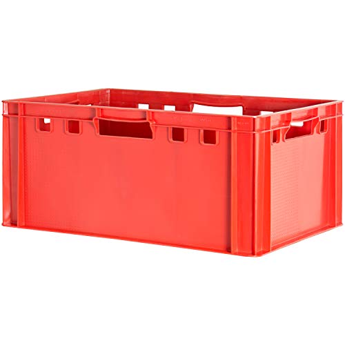 1 Stück E3 Fleischkiste Rot Kiste Eurobox Lebensmittelecht Metzgerkiste Box Aufbewahrungsbox Kunststoff Wanne Plastik Stapelbar Lagerkiste 60 x 40 Kingpower von Kingpower