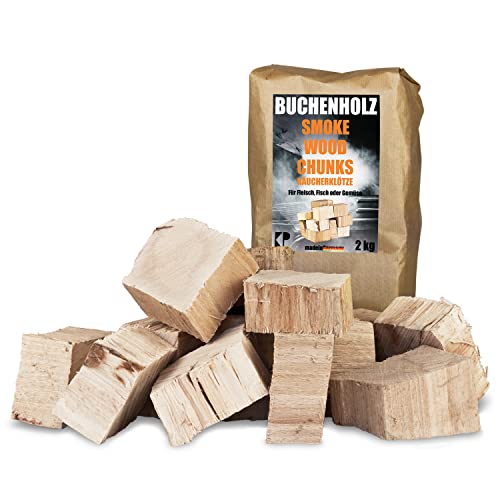 Räucherklötze Smoker Grill Chunks für BBQ Buche Räuchern 2 kg XXXL Räucherofen Wood Grillen Smoken Zubehör Smoke Raeuchern Feuerschale Chips Kingpower von Kingpower