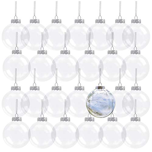 Kingrol 30 Stück Weihnachtskugeln 8 cm Transparent Befüllbare Christbaumkugeln DIY Baumschmuck Weihnachten Deko Christbaumschmuck von Hochzeit Party von Kingrol