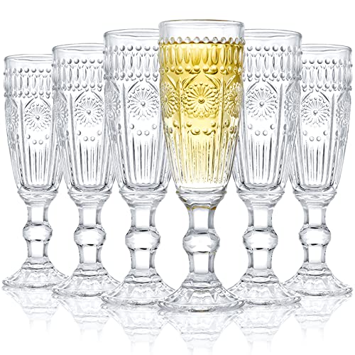 Kingrol 6 Stück 5 Unzen Glas Sektflöten, 150ml Vintage Sektgläser für Champagner, Cava, Prosecco Kingrol 6 Stück 5 Unzen Glas Sektflöten, 150ml Vintage Sektgläser für Champagner, Cava, Prosecco von Kingrol