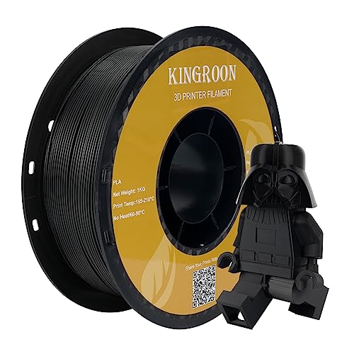 Kingroon PLA-Filament für 3D-Drucker, Maßgenauigkeit +/- 0,03 mm, 1-kg-Spule, sauber gewickelt, 1,75 mm, Schwarz von Kingroon