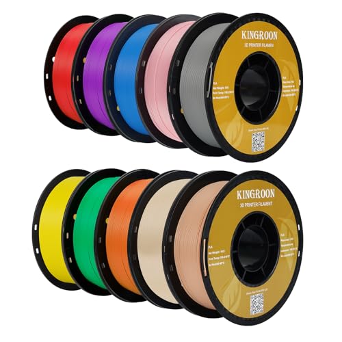 kingroon 3D Printer Filament PLA 3D-Druckerfilament,… (Polyethylen -Terephthalatglykol, Rot, grün, blau, orange Hautpulver und Silber) von Kingroon