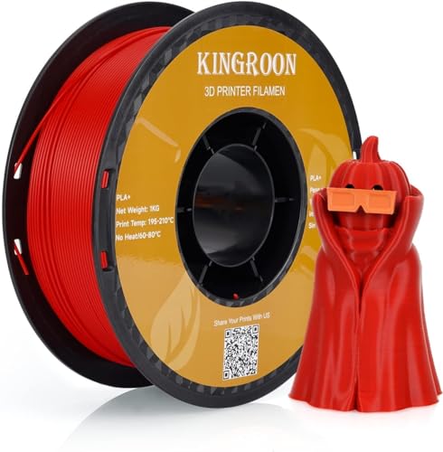 kingroon 3D Printer Filament PLA 3D-Druckerfilament,… (Polymilchsäure, pla+ Rot) von Kingroon
