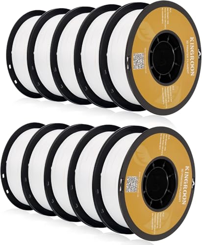 kingroon 3D Printer Filament PLA 3D-Druckerfilament,… (Polymilchsäure, 10 Rollen PLA-Zubehör weiß) von Kingroon