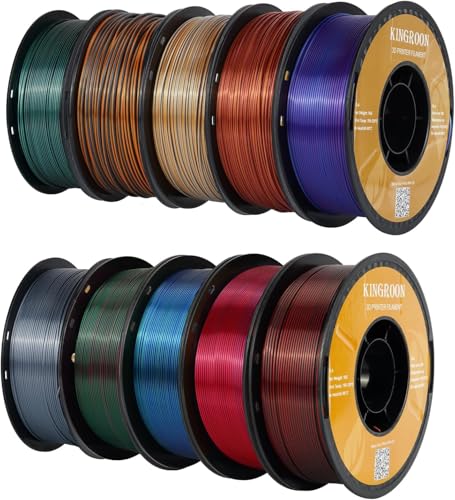 kingroon 3D Printer Filament PLA 3D-Druckerfilament,… (Polymilchsäure, 10 Rollen PLA liefert Seide mehrfarbig) von Kingroon