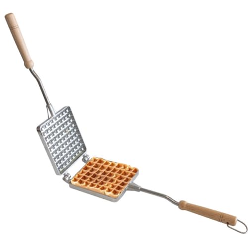 Waffeleisen für Herd oder Lagerfeuer, Aluminium-Klapppfanne, belgisches Waffeleisen mit Griffen, tragbarer Camping-Toaster, ideal für Küche und Camping-Kochgeschirr Kings County Tools von Kings County Tools