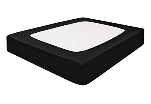 StretchWrap Boxspring-Abdeckung, 100 % ägyptische Baumwolle, Fadenzahl 1000, 4 Seiten, Bettrock für Hotel und Zuhause, passend für Boxspringbetten bis 71,1 cm, Kingsize, Schwarz StretchWrap Boxspring-Abdeckung, 100 % ägyptische Baumwolle, Fadenzahl 1000, 4 Seiten, Bettrock für Hotel und Zuhause, passend für Boxspringbetten bis 71,1 cm, Kingsize, Schwarz von Kings Loft