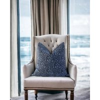 Navy Leopard Chenille Kissenbezug Xl Lendenwirbelsäule, Samt Rückseite von KingsRoadHomeDecor