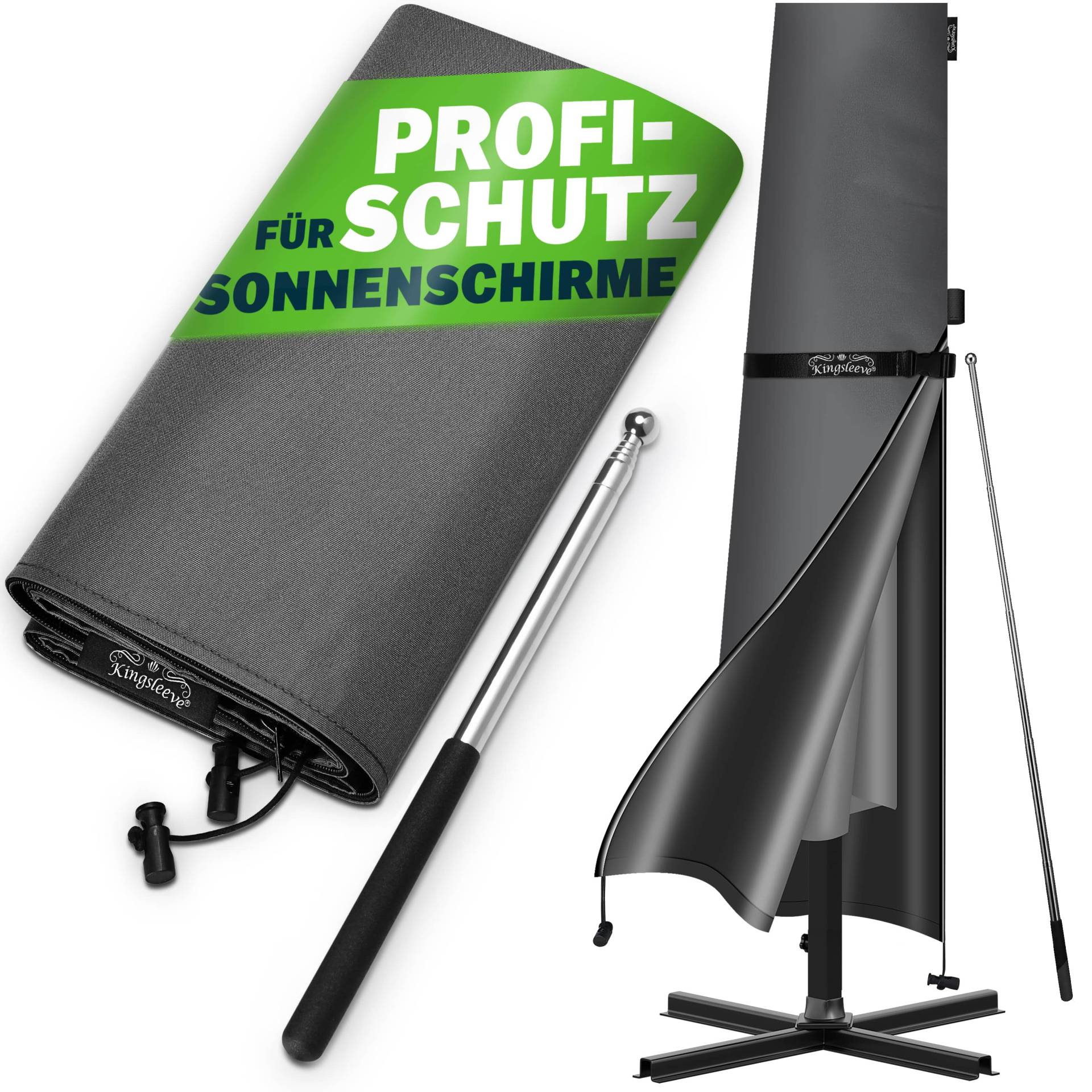 Abdeckung Sonnenschirm Anthrazit Ø350cm von Kingsleeve®