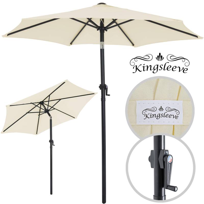 Sonnenschirm Fiji Beige Ø200cm UV-Schutz 80+ mit Kurbel von Kingsleeve®