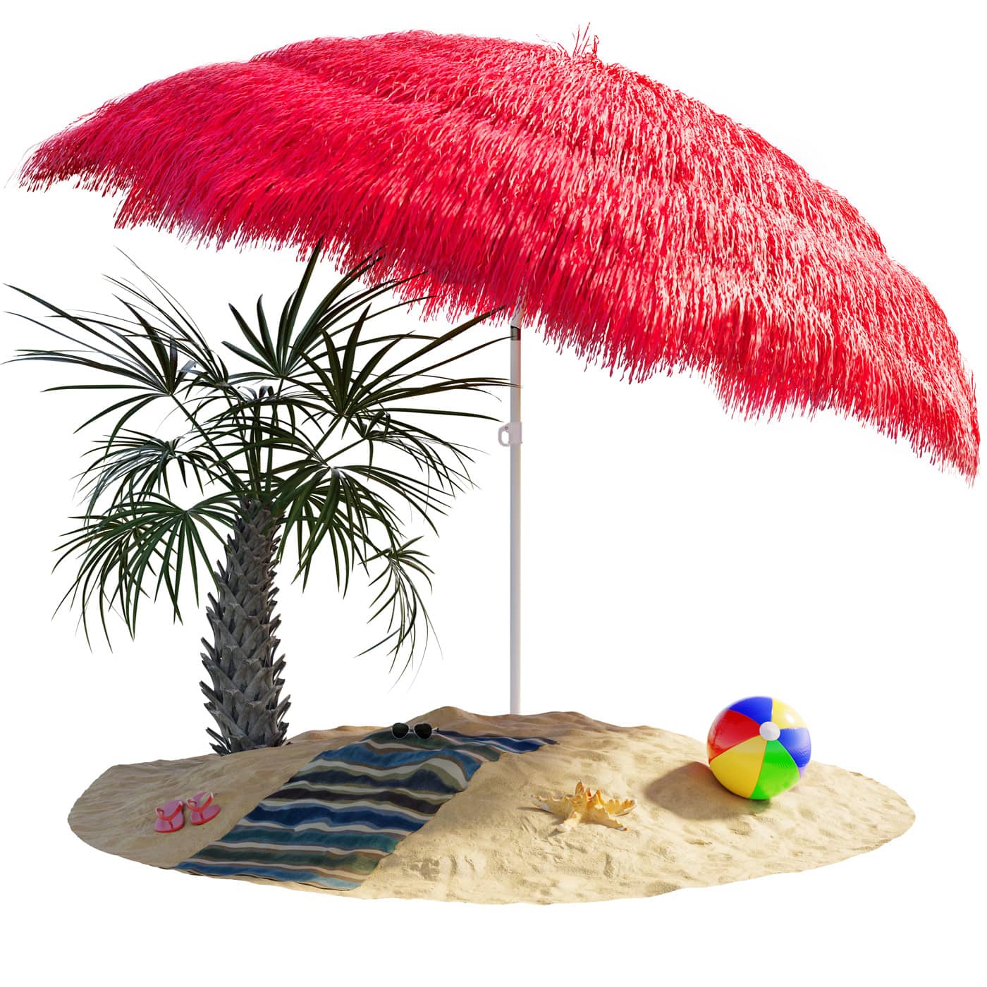 Sonnenschirm Hawaii Rot Ø160cm UV-Schutz 30+ von Kingsleeve®
