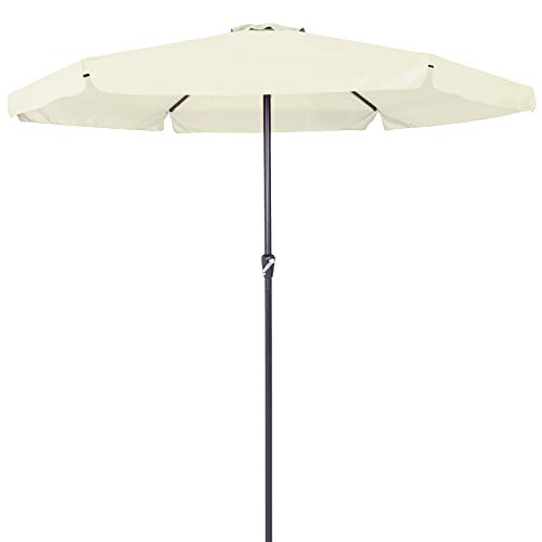 Kingsleeve® Sonnenschirm 330cm UV Schutz 80+ Kurbel Schutzhülle Alu Groß Rund Balkon Terrasse Garten Balkonschirm Kurbelschirm Marktschirm Beige von Kingsleeve