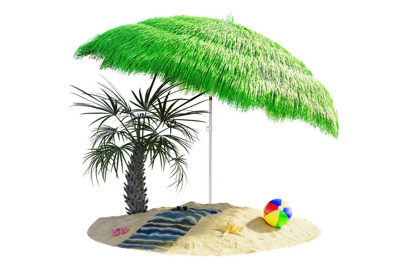 Kingsleeve Sonnenschirm, 160 cm Neigbar Höhenverstellbar Erdspieß Robust Standsicher leichter Transport Hawaiischirm Strandschirm Strandsonnenschirm von Kingsleeve