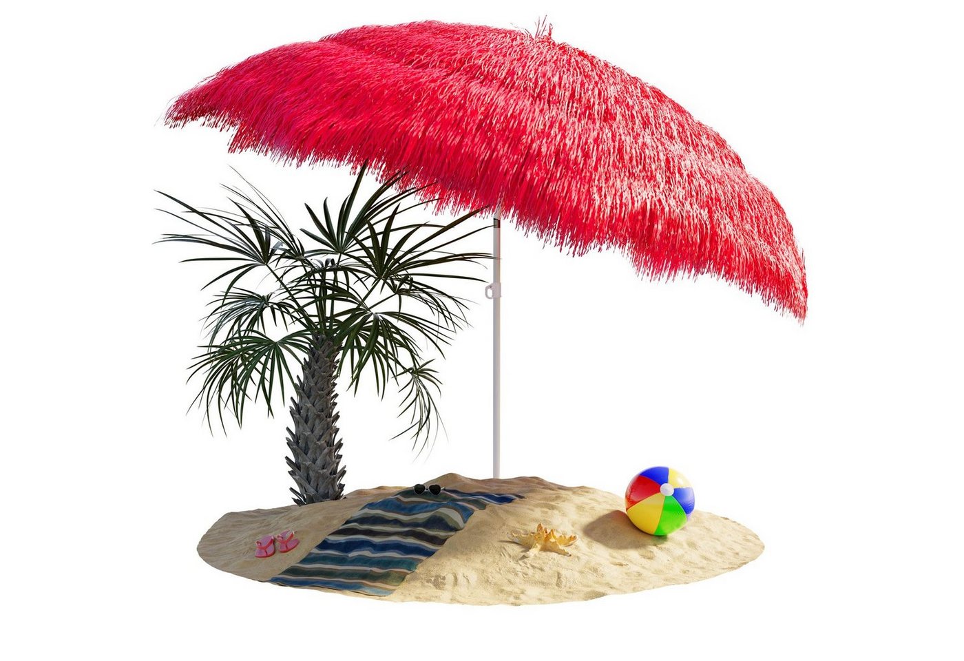 Kingsleeve Sonnenschirm, 160 cm Neigbar Höhenverstellbar Erdspieß Robust Standsicher leichter Transport Hawaiischirm Strandschirm Strandsonnenschirm von Kingsleeve