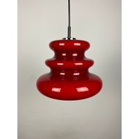 Pendelleuchte Aus Kirschrotem Glas Von Peill Und Putzler, 1960 von KingsmanDesignNL