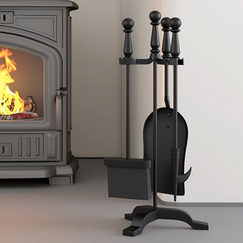 Kingson Kaminbesteck-Set aus Gusseisen, Griff und Ständer, 19,5 x 17 x 47 cm, Schwarz, 5-teiliges Kaminzubehör-Set Kingson Kaminbesteck-Set aus Gusseisen, Griff und Ständer, 19,5 x 17 x 47 cm, Schwarz, 5-teiliges Kaminzubehör-Set von Kingson