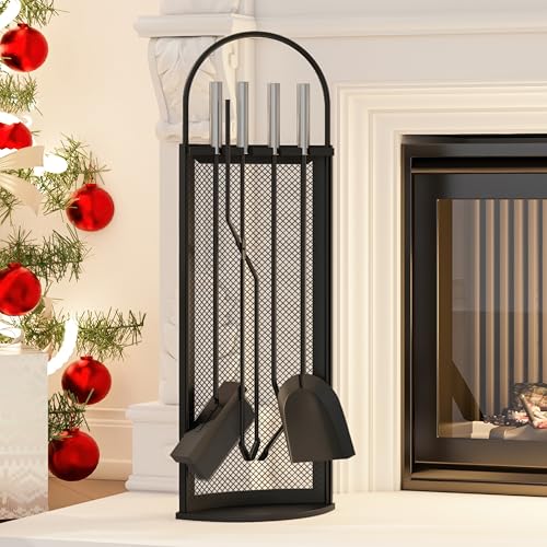 Kingson Kaminbesteck-Set mit Edelstahlgriffen, 5-teilig, 22 x 16 x 67 cm, Kaminzubehör, stilvolles und langlebiges Kaminwerkzeug-Set, Schwarz Kingson Kaminbesteck-Set mit Edelstahlgriffen, 5-teilig, 22 x 16 x 67 cm, Kaminzubehör, stilvolles und langlebiges Kaminwerkzeug-Set, Schwarz von Kingson