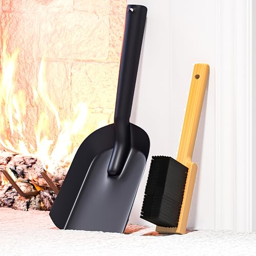 Kingson Kaminschaufel Schwarz Ascheschaufel und Bürste, Kehrschaufel-Set klein, langlebiger Stahl, Set mit Kaminschaufel und Bürste, Kohleschaufel Kingson Kaminschaufel Schwarz Ascheschaufel und Bürste, Kehrschaufel-Set klein, langlebiger Stahl, Set mit Kaminschaufel und Bürste, Kohleschaufel von Kingson