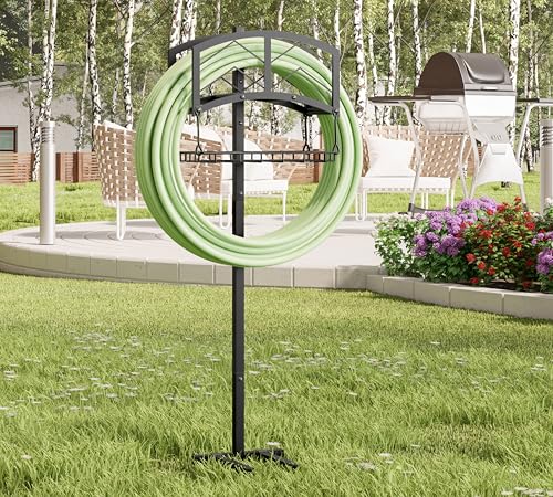 Kingson Tragbarer Gartenschlauchhalter mit Aufbewahrungskorb, robuste schwarze Stahlkonstruktion, hält 45 m Schlauch, freistehendes und abnehmbares Design mit Werkzeugen für einfache Montage Kingson Tragbarer Gartenschlauchhalter mit Aufbewahrungskorb, robuste schwarze Stahlkonstruktion, hält 45 m Schlauch, freistehendes und abnehmbares Design mit Werkzeugen für einfache Montage von Kingson