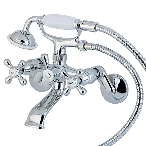 Kingston Brass KS266C Victoria 7,62 cm - 22,86 cm Wand-Halterung für Badewanne mit und Badehahn für Dusche, satiniertes Nickel von Kingston Brass