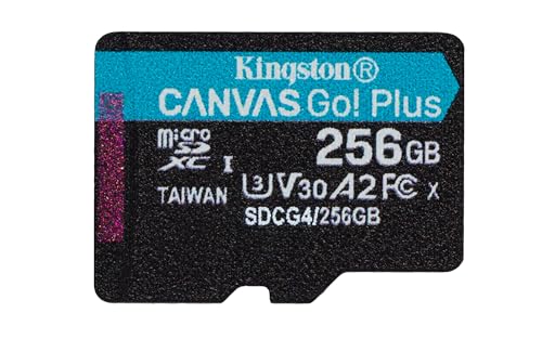 Kingston Canvas Go Plus microSDXC Speicherkarte Gen4 200MB/s A2 U3 V30 256GB Einzelpaket ohne ADP-SDCG4/256GBSP von Kingston