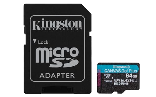 Kingston Canvas Go Plus microSDXC Speicherkarte Gen4 200MB/s A2 U3 V30 64GB Karte + Adapter-SDCG4/64GB von Kingston