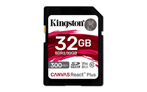 Kingston Canvas React Plus 32GB SDHC Speicherkarte UHS-II 300R/260W U3 V90 for Full HD/4K/8K - SDR2/32GB von Kingston