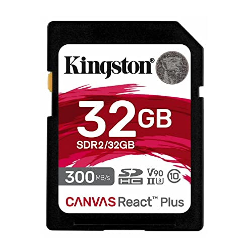 Kingston Canvas React Plus 32GB SDHC Speicherkarte UHS-II 300R/260W U3 V90 for Full HD/4K/8K - SDR2/32GB von Kingston