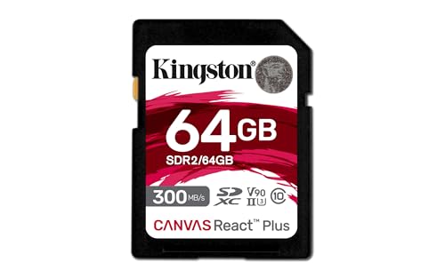 Kingston Canvas React Plus 64GB SDXC Speicherkarte UHS-II 300R/260W U3 V90 for Full HD/4K/8K - SDR2/64GB von Kingston