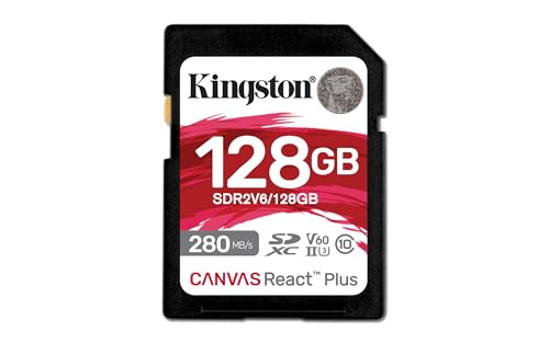 Kingston Canvas React Plus V60 SD 128GB SDXC UHS-II 280R/100W U3 V60 for Full HD/4K Kingston Canvas React Plus V60 SD 128GB SDXC UHS-II 280R/100W U3 V60 for Full HD/4K von Kingston