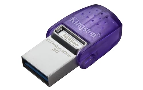 Kingston DataTraveler microDuo 3C USB-Stick 128GB USB Gen 3 Type-C und Type-A - DTDUO3CG3/128GB, Lila + Silber von Kingston