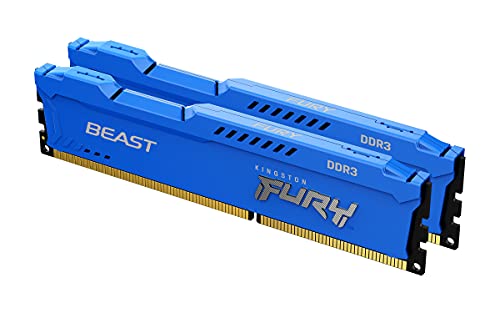 Kingston FURY Beast Blau 16GB (2x8GB) 1600MHz DDR3 CL10 Desktop Speicher Kit mit 2 KF316C10BK2/16 von Kingston