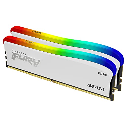 Kingston FURY Beast weiß RGB Special Edition Speicher 16GB 3600MT/s DDR4 CL17 DIMM Desktop Arbeitsspeicher (Kit mit 2) - KF436C17BWAK2/16 von Kingston