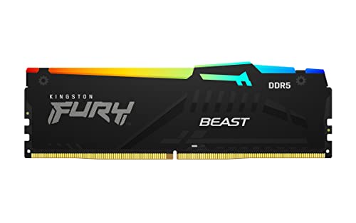 Kingston FURY Beast Schwarz RGB 16GB 6000MT/s DDR5 CL40 DIMM Desktop Gaming Speicher Einzelnes Modul - KF560C40BBA-16 von Kingston