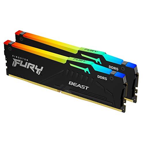 Kingston FURY Beast Schwarz RGB 32GB (2x16GB) 5200MT/s DDR5 CL40 DIMM Desktop Gaming Speicher Kit mit 2 - KF552C40BBAK2-32 von Kingston