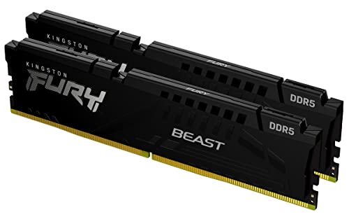 Kingston Fury Beast Schwarz DDR5 64GB (2x32GB) 5200MT/s CL40 DIMM Desktop Gaming Speicher Kit mit 2 AMD Expo und Intel XMP - KF552C40BB2K2-64 von Kingston