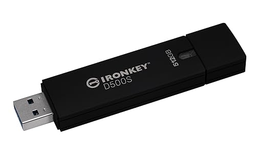 Kingston IronKey D500S Hardwareverschlüsselter USB-Stick 512GB FIPS 140-3 Lvl 3 (ausstehend) AES-256 - IKD500S/512GB, Schwarz von Kingston
