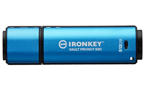 Kingston IronKey Vault Privacy 50 FIPS 197 Typ-C -zertifizierter und mit XTS-AES 256-Bit verschlüsselter USB-Stick für mehr Datenschutz - IKVP50C/512GB von Kingston
