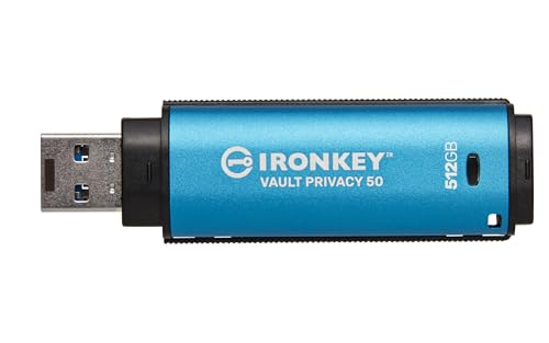 Kingston IronKey Vault Privacy 50 FIPS 197-zertifizierter und mit XTS-AES 256-Bit verschlüsselter USB-Stick für mehr Datenschutz - IKVP50/512GB von Kingston