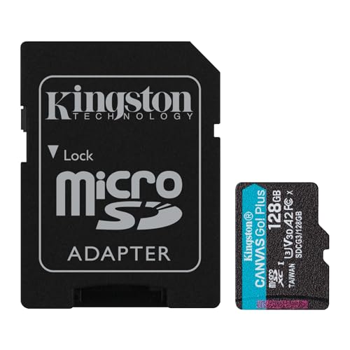 Kingston Canvas Go! Plus microSD Speicherkarte Klasse 10, UHS-I 128GB microSDXC 170R A2 U3 V30 Speicherkarte + Adapter von Kingston