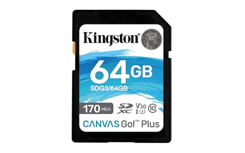 Kingston SDG3/64GB SD Speicherkarte ( 64GB SDXC Canvas Go Plus 170R C10 UHS-I U3 V30 ) von Kingston