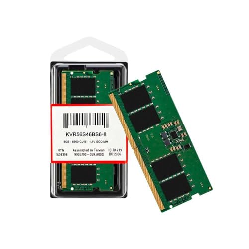 Kingston ValueRAM 8GB 5600MT/s DDR5 Non-ECC CL46 SODIMM 1Rx16 KVR56S46BS6-8 Laptop-Speicher von Kingston