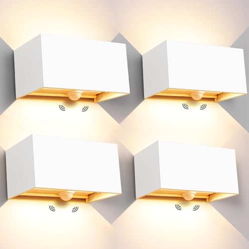 Kingwei 4 Pack Aussenlampe mit Bewegungssensor 20W LED Wandleuchte, 3000K LED Außenwandleuchte Mit Einstellbar Abstrahlwinkel Außenleuchte IP65 (Weiß von Kingwei