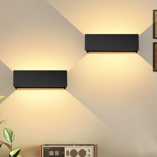 Kingwen 2PCS 30W Außenlampe Außenwandleuchte Schwarz Aussenleuchte Aussenlampe IP65 Wandleuchten Innen/Außen Mit Einstellbar Abstrahlwinkel,für Wohnzimmer Garten Warmweiß 3000K von Kingwen