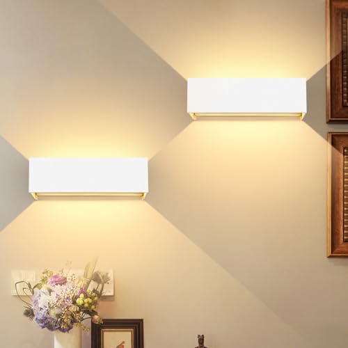 Kingwen 2PCS 30W Außenlampen Außenwandleuchte Weiß Aussenleuchte Aussenlampe IP65 Wandleuchten Innen/Außen Mit Einstellbar Abstrahlwinkel,für Wohnzimmer Garten Warmweiß 3000K von Kingwen