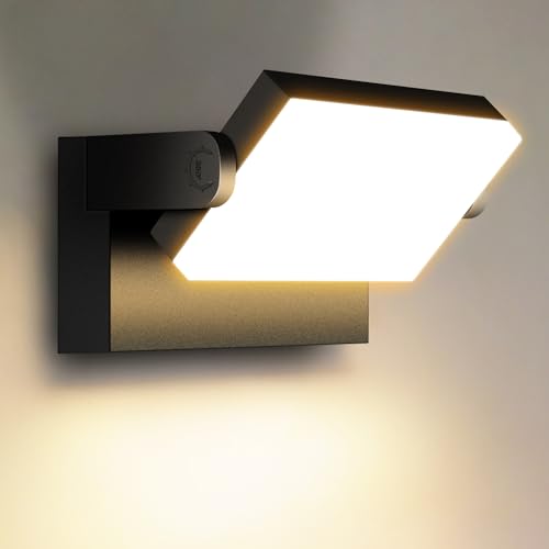 Kingwen 40W Außenlampe Aussenleuchte Wand 3000K LED Wandleuchte Aussen/Innen Wandlampe LED Modern Außenleuchte mit 360°Schwenkbar Panel Außenwandleuchte Wasserdicht IP65,Schwarz,für Garagen Terrasse von Kingwen