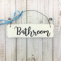 Holzschild Türschild „Bathroom" Badezimmer Wc Bad Vintage Handgemacht Tür Zuhause Hängedekoration Dekor Weiß Geschenk von Kinners73